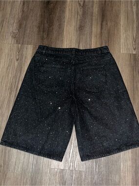 Black Speckled Men's Denim Shorts